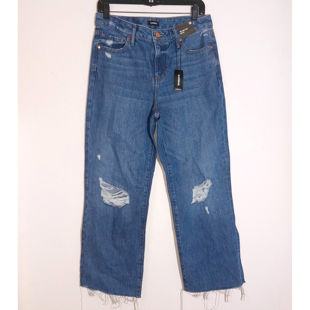 NWT Express Women's 90s Ankle Boot Mid Rise 11" Jeans Medium Wash Size 6R - Picture 4 of 13
